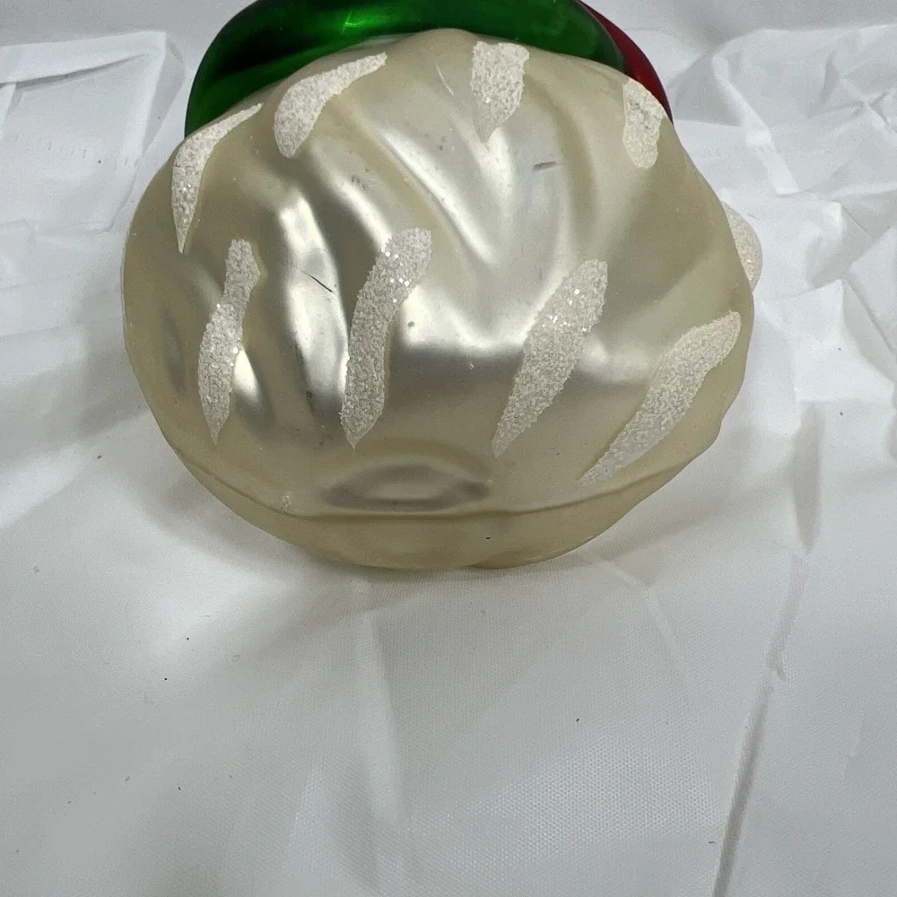 Vintage Mercury Glass Christmas Ornament West Germany Mica SANTA CLAUS FACE Head